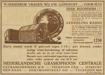 717202 Advertentie van de Nederlandsche Gramophoon Centrale (Catharijnesingel 18D) te Utrecht.